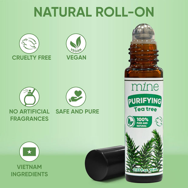 Mine Tea Tree Essential Oil Roll On - 100% Natural Tea Tree Oil for Skin, Face