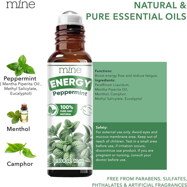 Mine Peppermint Essential Oil - Peppermint Oil Roll On, Pregnancy Nausea Relief & Morning Sickness Relief for Pregnant Women - Pregnancy Must Haves