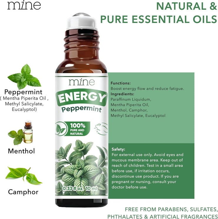 Mine Peppermint Essential Oil - Peppermint Oil Roll On, Pregnancy Nausea Relief & Morning Sickness Relief for Pregnant Women - Pregnancy Must Haves